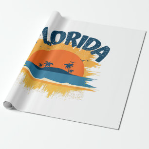 Papel De Regalo Diseño de camiseta retro vintage de Florida Sunshi