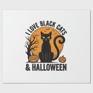 Papel De Regalo Diseño de camiseta vintage de Halloween de gatos n