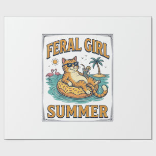 Papel De Regalo Diseño de camiseta vintage flotante de gato de ver