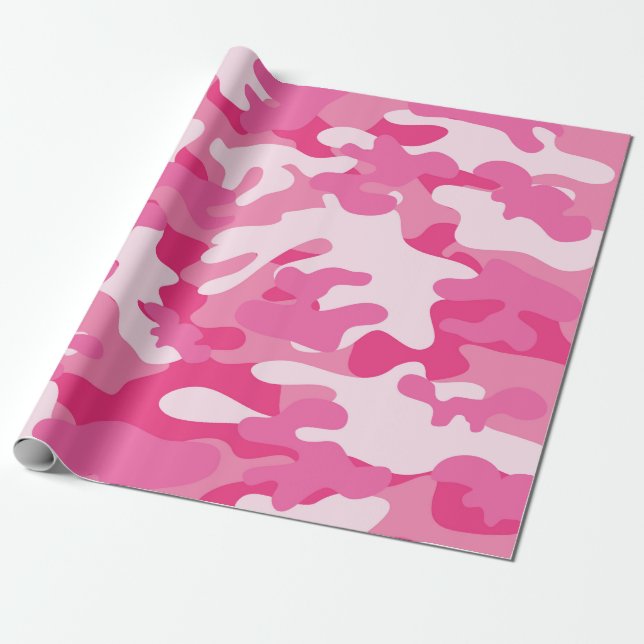 Papel De Regalo Diseño de camo rosa y blanco (Desenrollado)