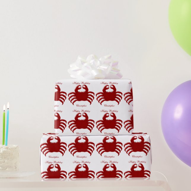 Papel De Regalo Diseño de cangrejo Cumpleaños (Regalos de fiesta)