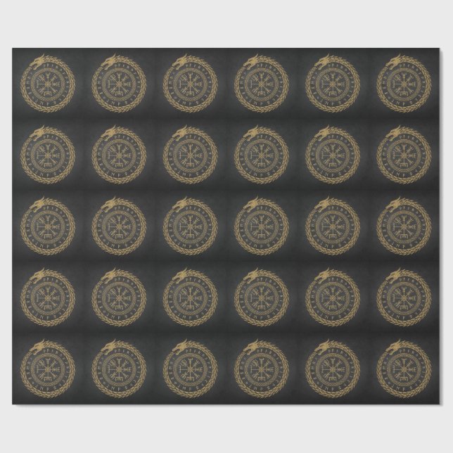 Papel De Regalo Diseño de Círculo de Runas de Serpiente Nórdica Ve (Superficie plana)
