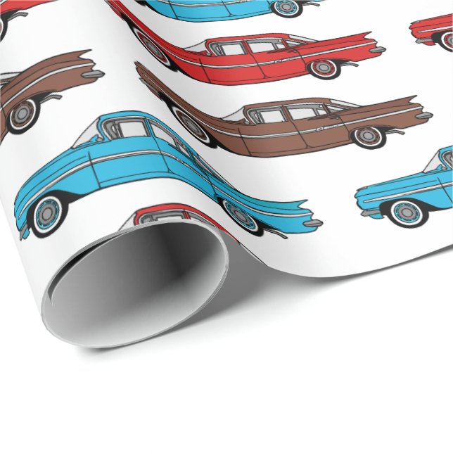 Papel De Regalo Diseño de coches clásicos Chevy Impala 1959 (Esquina del rollo)