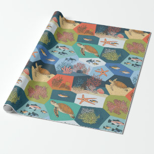 Papel De Regalo Diseño de conjunto de criaturas submarinas