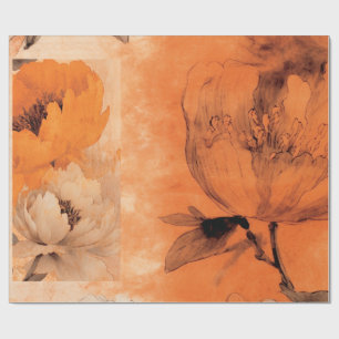 Papel De Regalo Diseño de conjunto de páginas de naranja Peonies 2