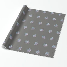 Papel De Regalo Diseño de copos de nieve gris y púrpura