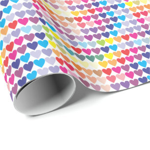Papel De Regalo Diseño de corazones coloridos