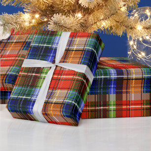 Papel De Regalo Diseño de Cuadros Escoceses Rojo Azul Verde Amaril