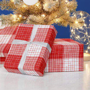 Papel De Regalo Diseño de cuadros rojos y blancos en negrita