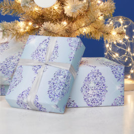 Papel De Regalo Diseño de destellos azul púrpura de Navidad
