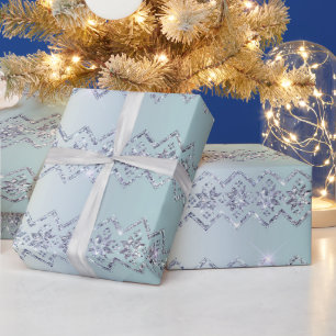 Papel De Regalo Diseño de destellos azul verde plateado de Navidad