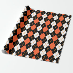 Papel De Regalo Diseño de diamante de argelia blanco negro naranja