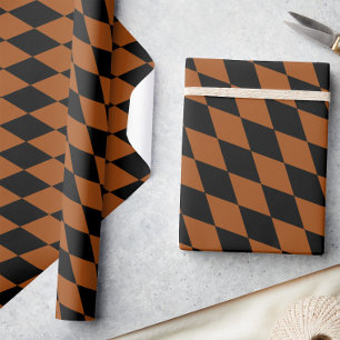 Papel De Regalo Diseño de Diamantes de Arlequín de Cuadros Marrone