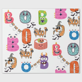 Papel De Regalo Diseño de dibujos animados de Halloween del monstr