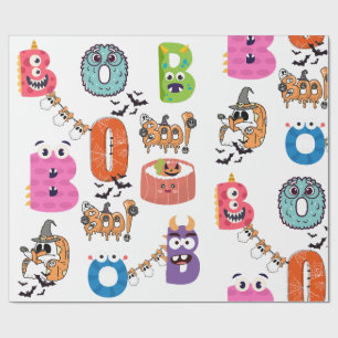 Papel De Regalo Diseño de dibujos animados de Halloween del monstr