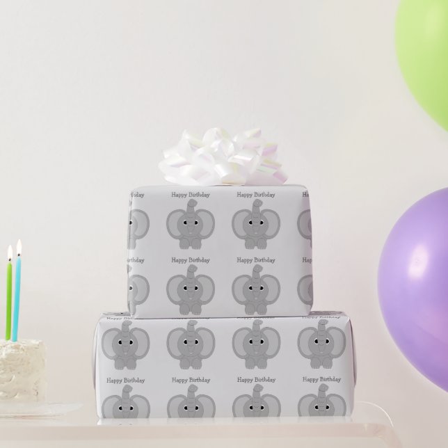 Papel De Regalo Diseño de elefante Cumpleaños (Regalos de fiesta)