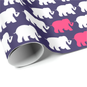 Papel De Regalo Diseño de elefantes marinos, rosados y blancos