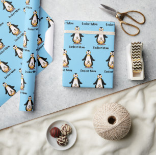 Papel De Regalo Diseño de familia de pingüino de mamá más genial