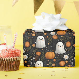 Papel De Regalo Diseño de fantasmas y calabazas para Halloween