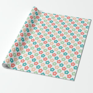 Papel De Regalo Diseño de Flor Simétrica Brillante sobre Fondo Bla