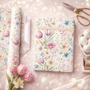 Papel De Regalo Diseño de flores de Pascua botánicas suaves
