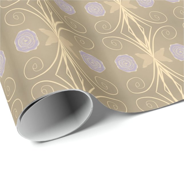 Papel De Regalo Diseño De Flores Mauve Elegante (Esquina del rollo)