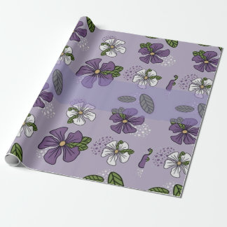 Papel De Regalo diseño de flores moradas y blancas