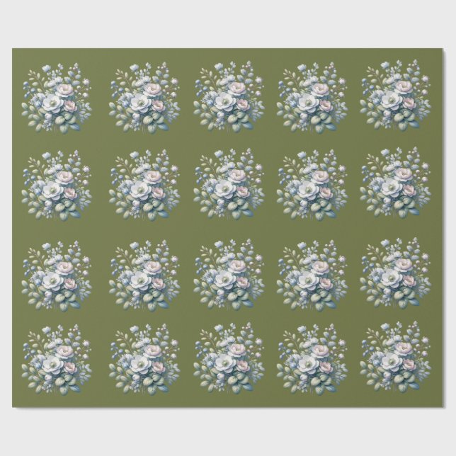 Papel De Regalo Diseño de flores personalizado (Superficie plana)