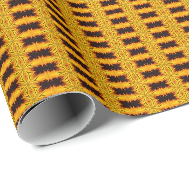 Papel De Regalo Diseño De Formas Abstractas Amarillas Y Marrones (Esquina del rollo)