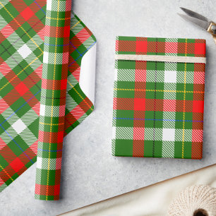Papel De Regalo Diseño de franela a cuadros roja verde y blanca de