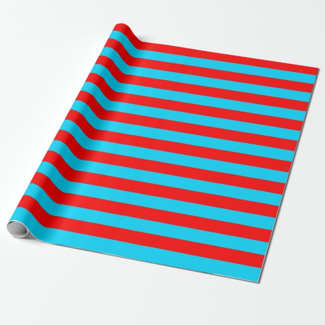 Papel De Regalo Diseño de franjas rojas y azules (Desenrollado)