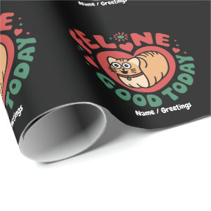 Papel De Regalo Diseño de gato caprichoso de buen día felino