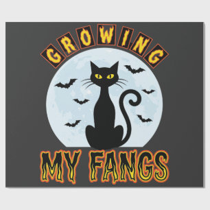 Papel De Regalo Diseño de gato negro de Halloween creciendo mis co