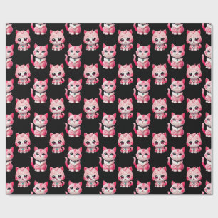 Papel De Regalo Diseño de gatos kawaii rosados