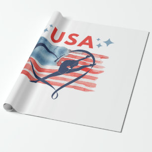 Papel De Regalo Diseño de gimnasia con bandera norteamericana patr