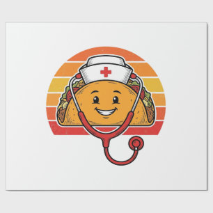 Papel De Regalo Diseño de grabado retro vintage de Nurse Taco_1