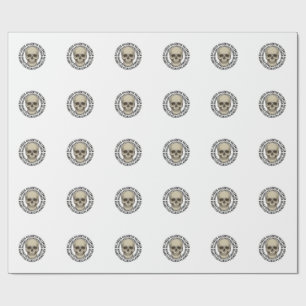 Papel De Regalo Diseño de grabado vintage de círculo de calavera d