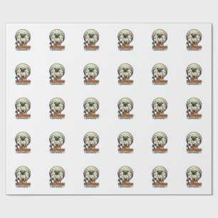Papel De Regalo Diseño de grabado vintage de Pug Halloween Truco o