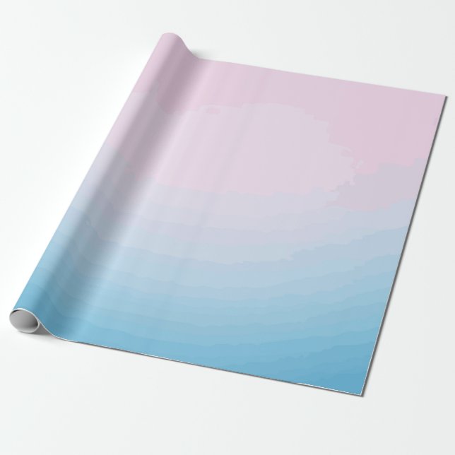 Papel De Regalo Diseño de gradiente suave de rosa y azul (Desenrollado)