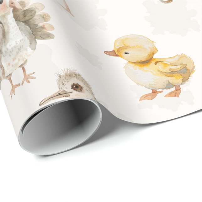 Papel De Regalo Diseño de guarderías de aves bebés (Esquina del rollo)
