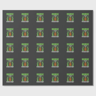 Papel De Regalo Diseño de Halloween de bruja por la noche enfermer