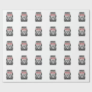 Papel De Regalo Diseño de Halloween de bruja por la noche enfermer