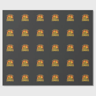 Papel De Regalo Diseño de Halloween de perro caza zombies