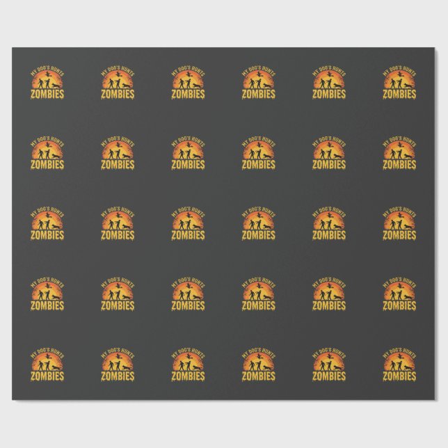 Papel De Regalo Diseño de Halloween de perro caza zombies (Superficie plana)