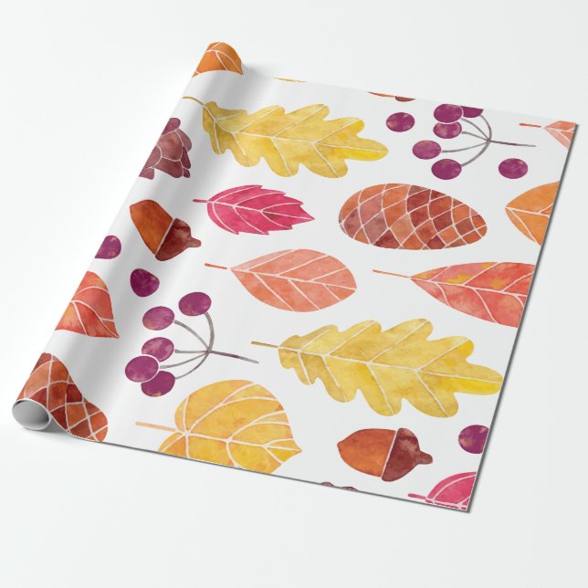 Papel De Regalo Diseño de hojas de otoño de Acción de Gracias (Desenrollado)