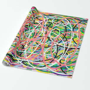 Papel De Regalo Diseño de Hoop amarillo rosa azul