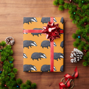 Papel De Regalo Diseño de ilustración de tejón dibujado a mano
