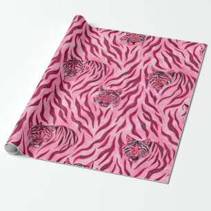 Papel De Regalo Diseño de Impresión de Tigre Rosa y Negro