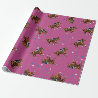 Papel De Regalo Diseño de jockey de caballo rosa envolvente