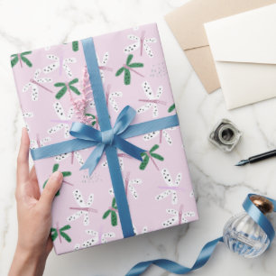 Papel De Regalo Diseño de la libélula en rosa